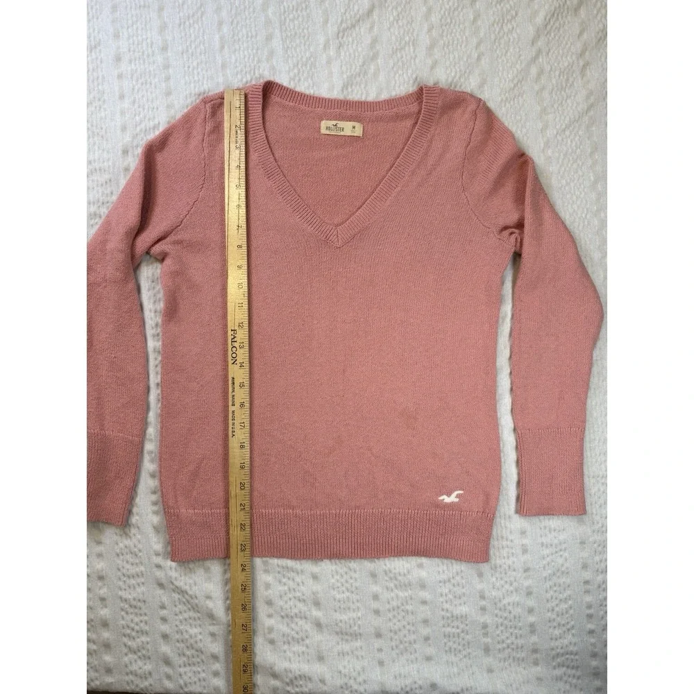Minimalist‎ V-Neck Sweater Dusty Rose Pink Medium Hollister